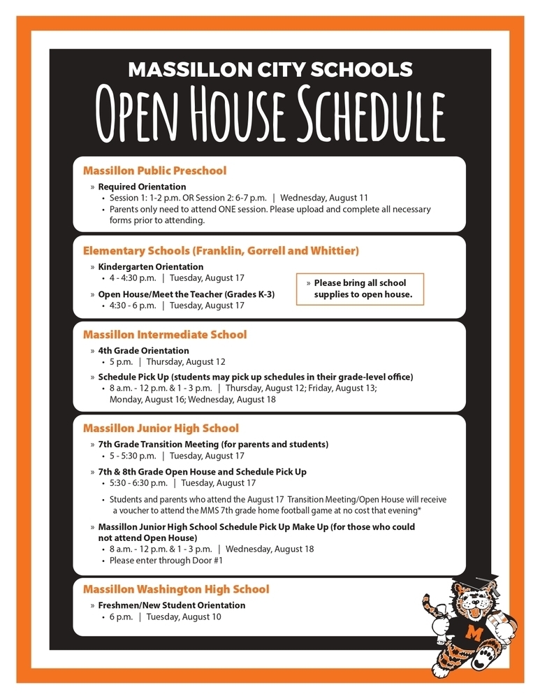 Open House Schedules 