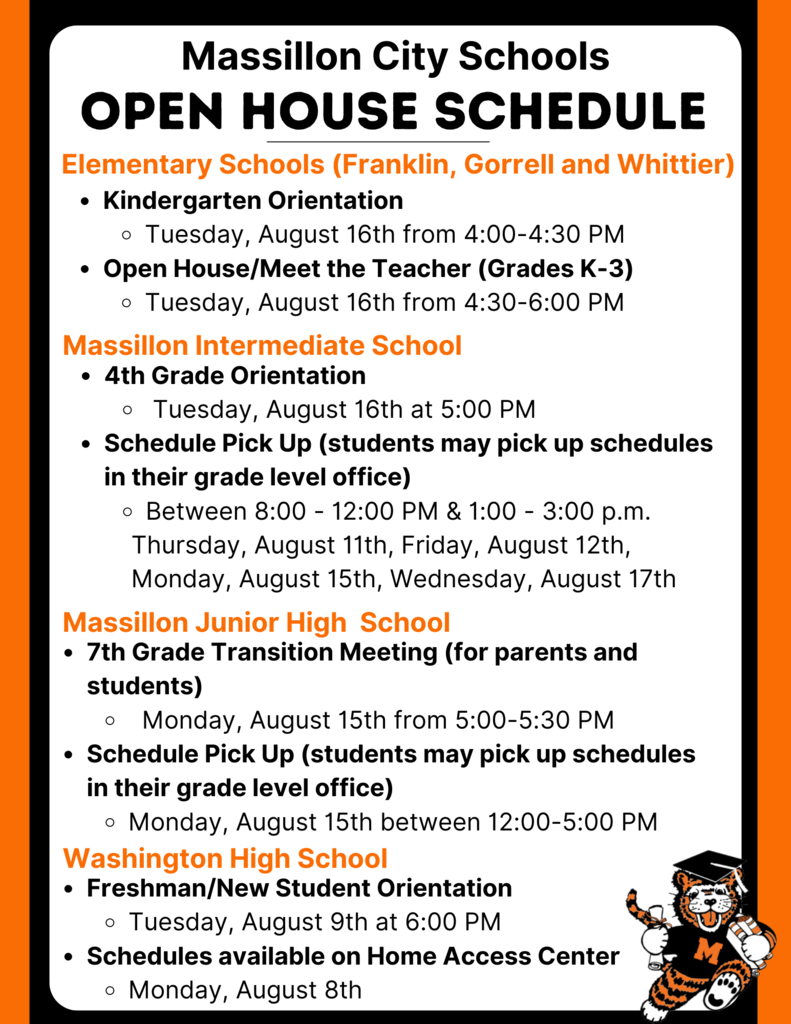 open house schedule 