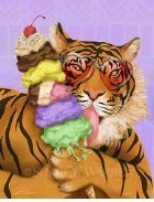 tiger eating ice crem